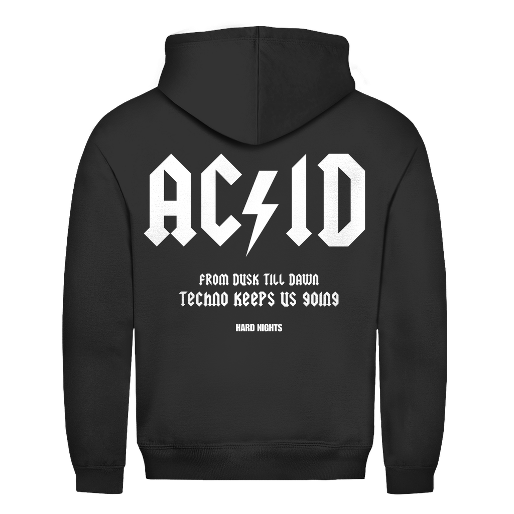 Techno Basic Hoodie aus Baumwolle für Rave und Streetwear | Jet Black