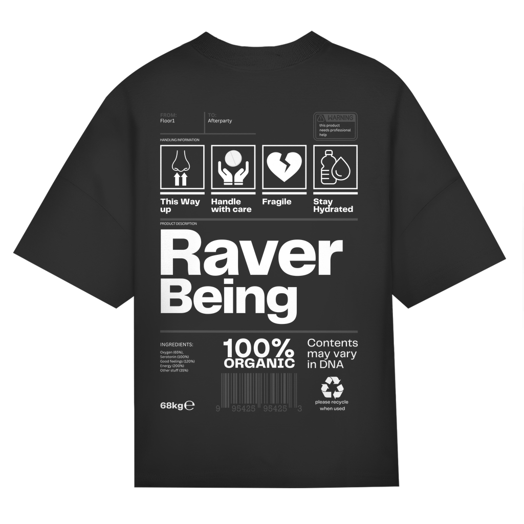 Raver Being – Camiseta oversize | Negro