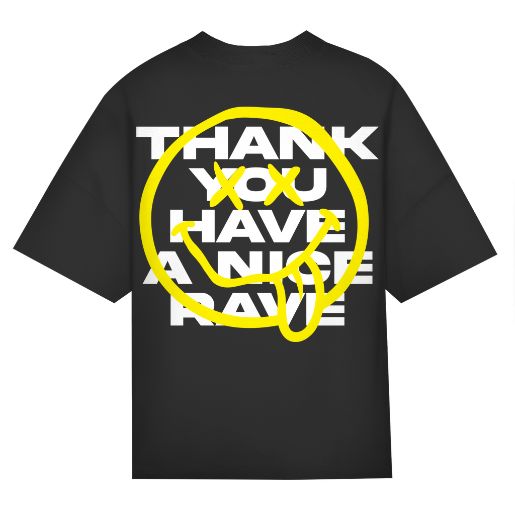 T-shirt oversize, unisexe, pour les raves | Noir