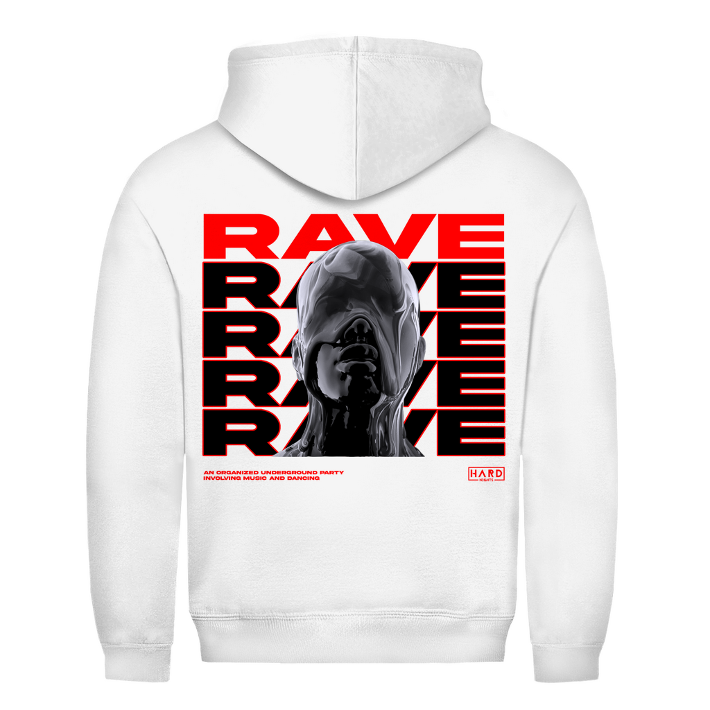 Rave Rave Rave – Bluza z kapturem basic, z bawełny, na imprezy rave | Arktyczna biel