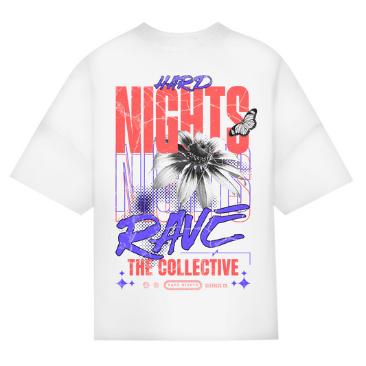 Collective – T-shirt oversize, en coton, pour la techno et les raves | Blanc