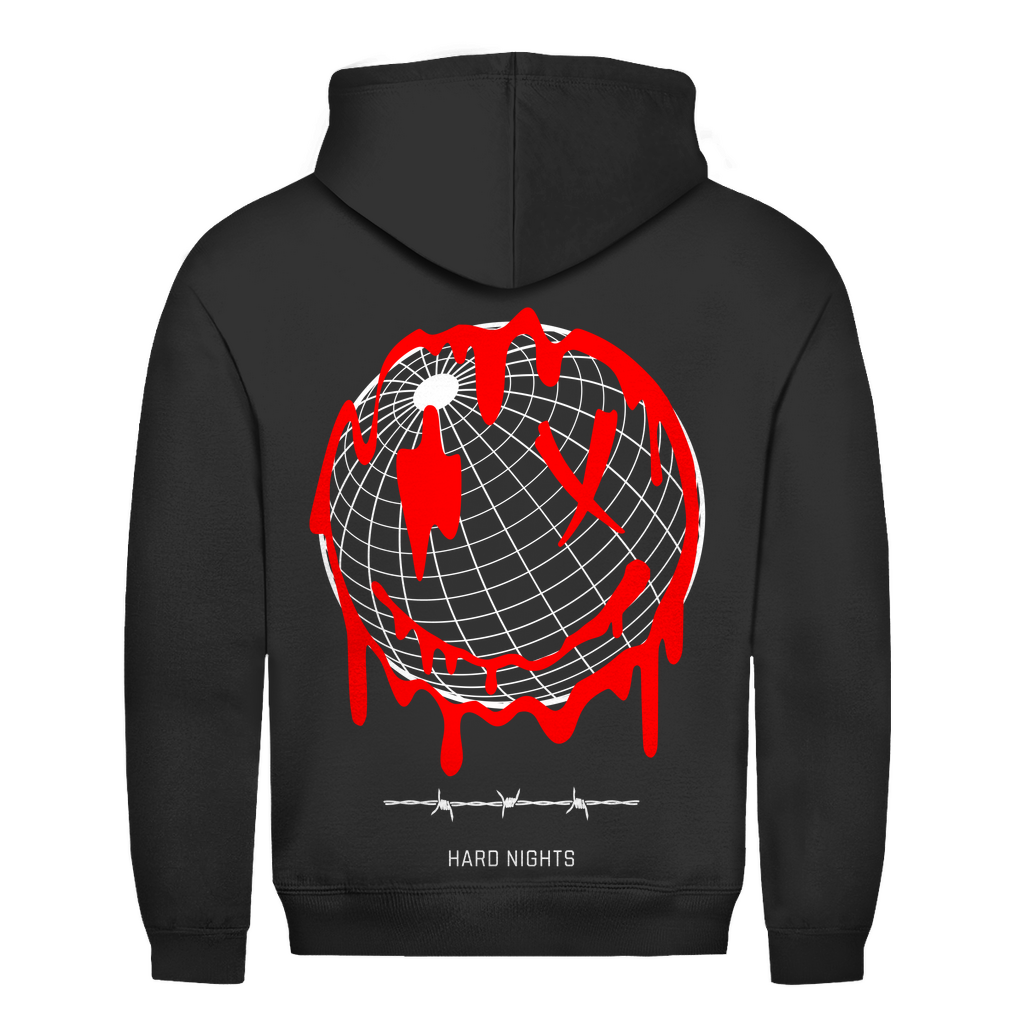 Smiley World – Felpa con cappuccio basic, per look techno e rave | Nero intenso