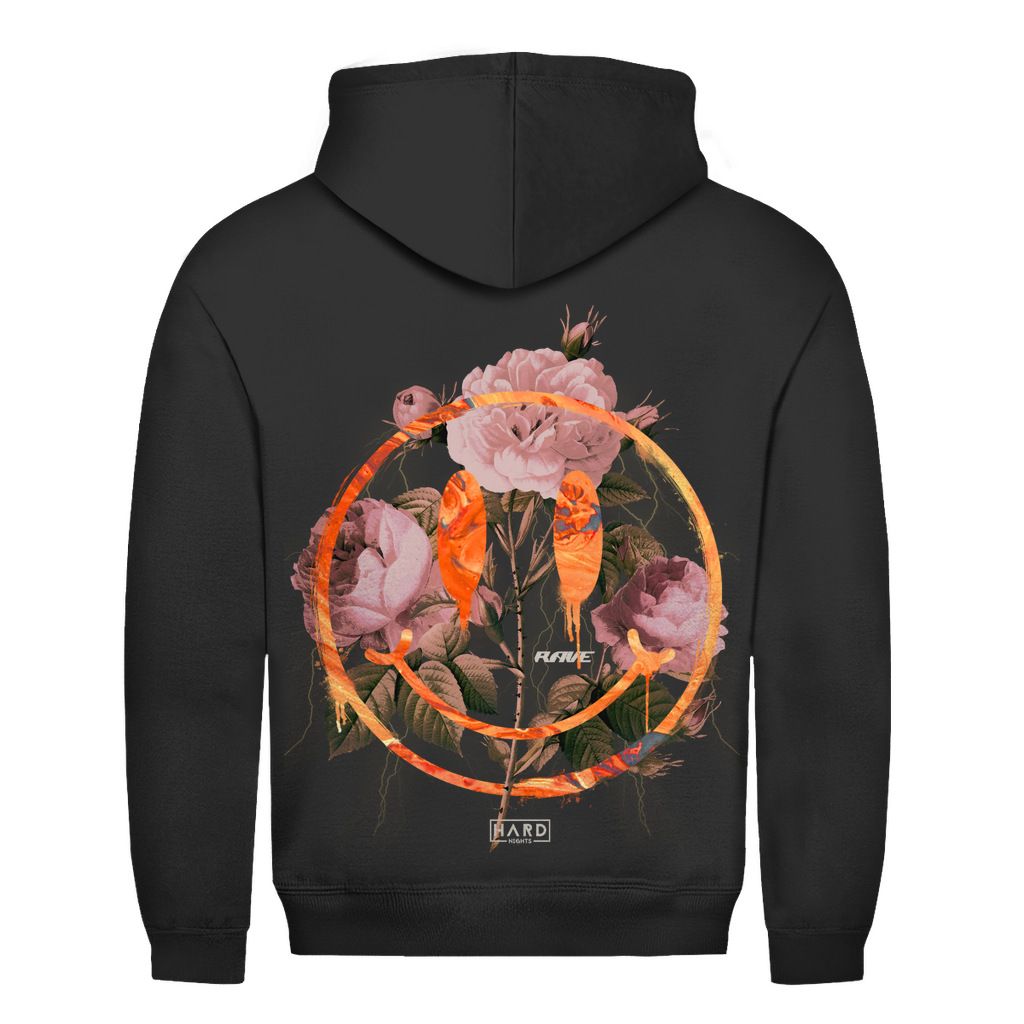 Smiley – Sudadera con capucha básica, de algodón, para looks techno y rave | Negro azabache