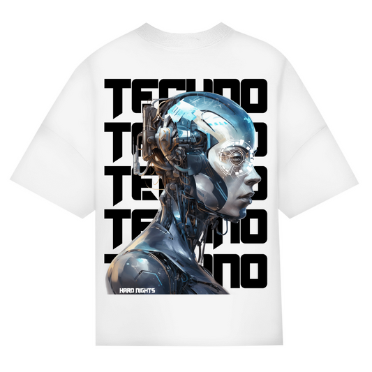Cosmic Techno – Maglietta oversize, unisex | Bianco