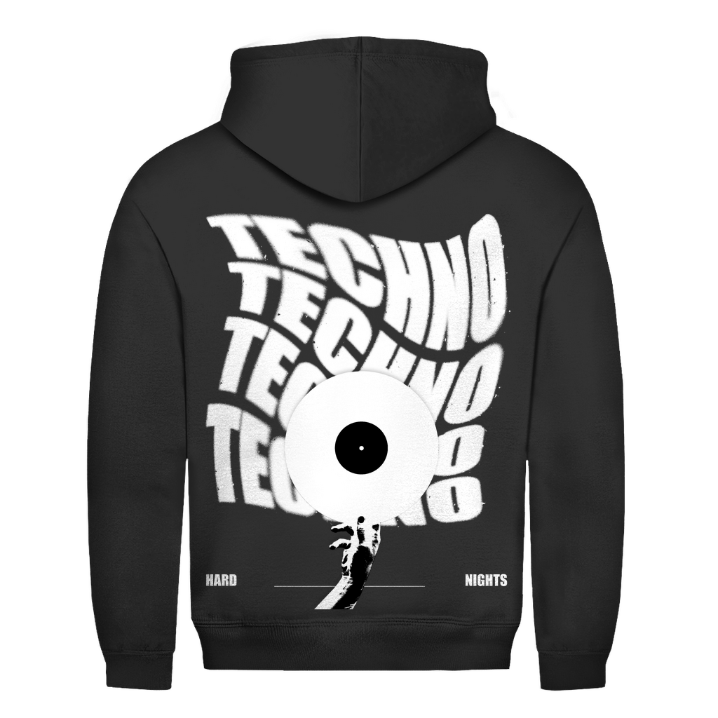 Techno Vinyl basic hoodie | Diepzwart