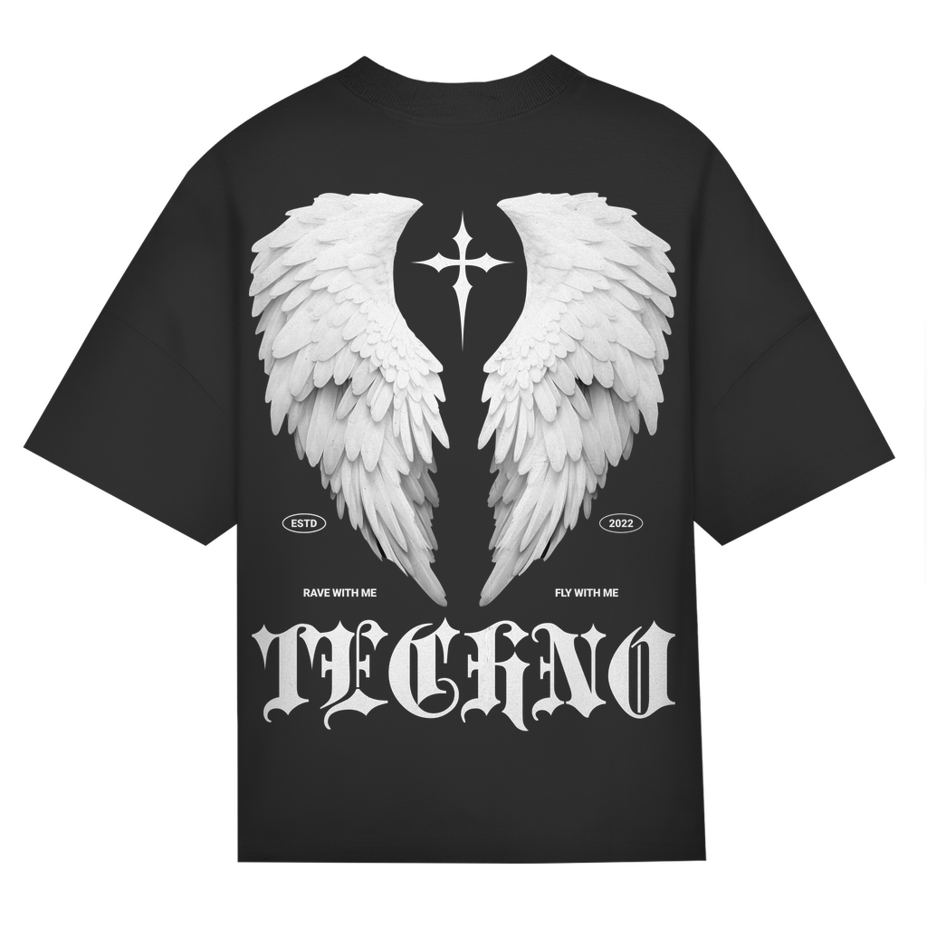 Techno Oversized T-Shirt aus Bio-Baumwolle für Streetwear | Black