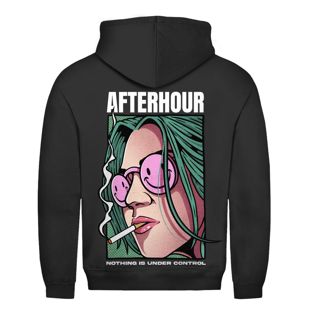Felpa con cappuccio, unisex, in cotone, per techno e rave | Nero intenso