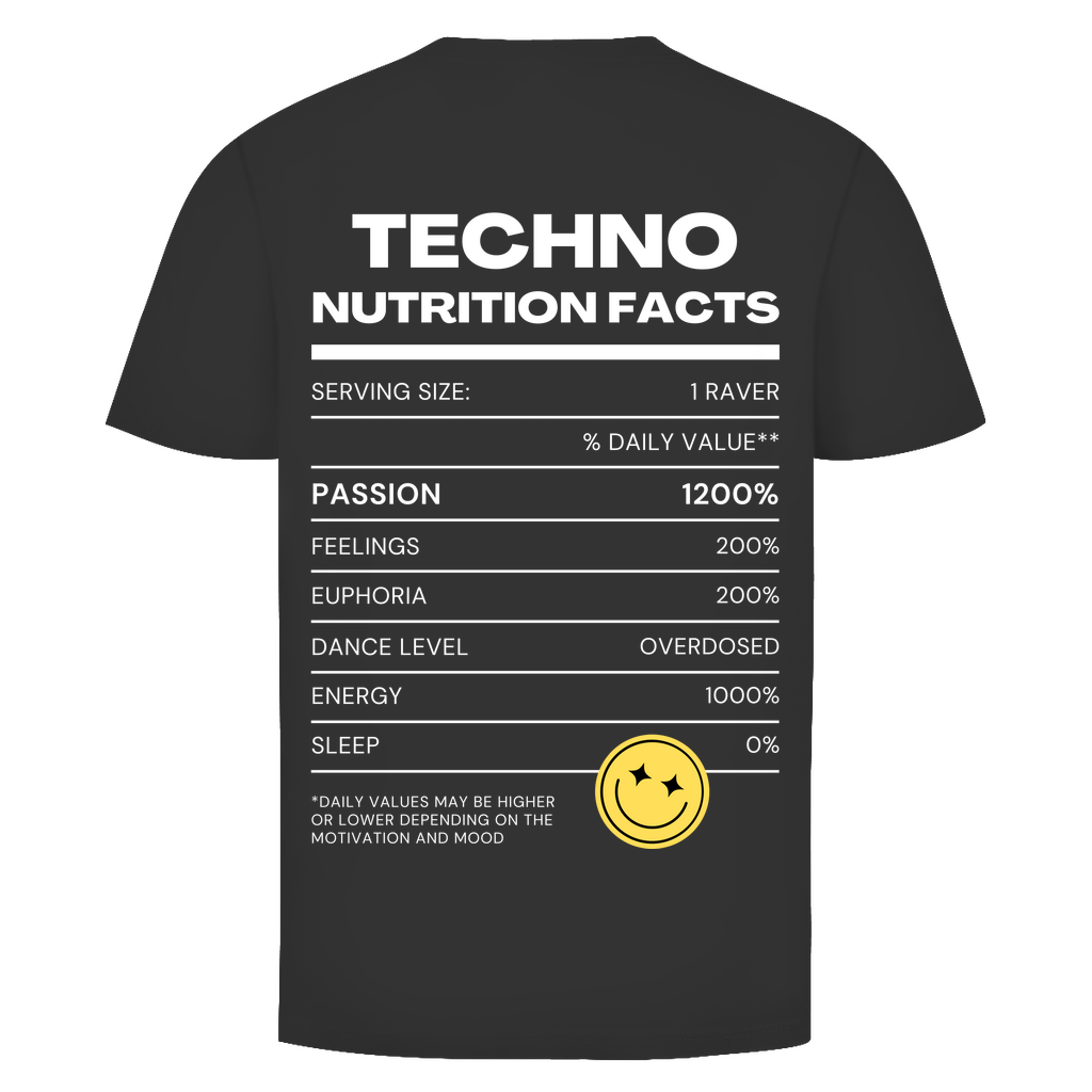 Techno Nutrition Facts – Maglietta basic | Nero