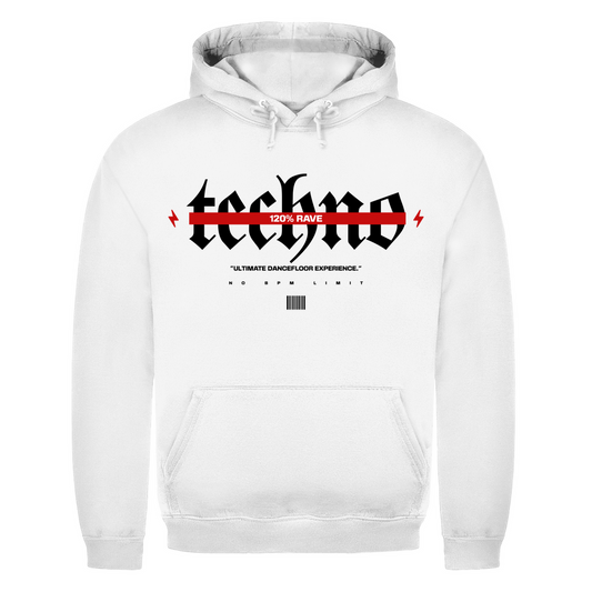 Sudadera con capucha básica, unisex, de algodón, para techno y raves | Blanco ártico
