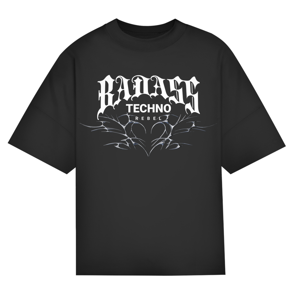 Badass Techno Rebel – Koszulka oversize | Czarny