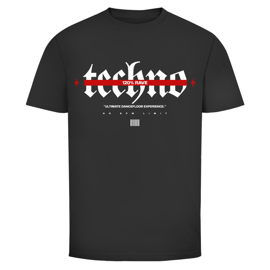 Camiseta básica, unisex, para techno y raves | Negro