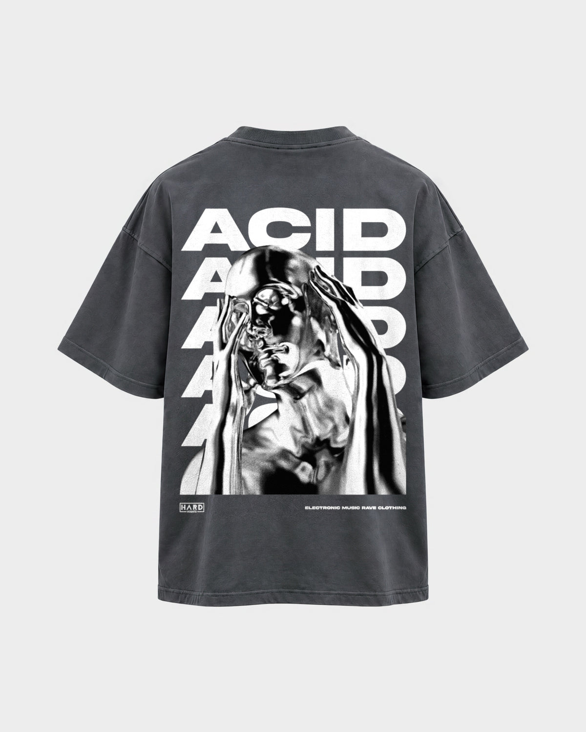 ACID Head – Oversized Shirt in Anthrazit, Rückenprint – Hard Nights