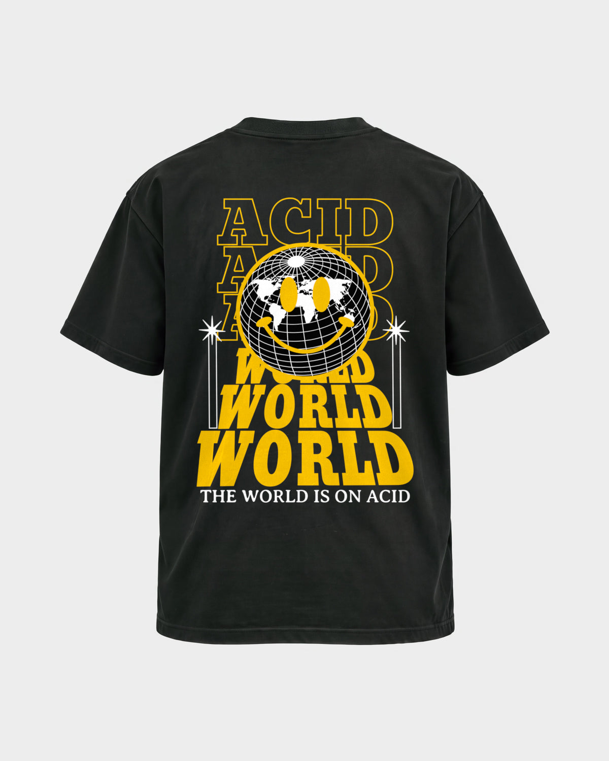 Acid world – Basic Shirt in Schwarz, Rückenprint – Hard Nights
