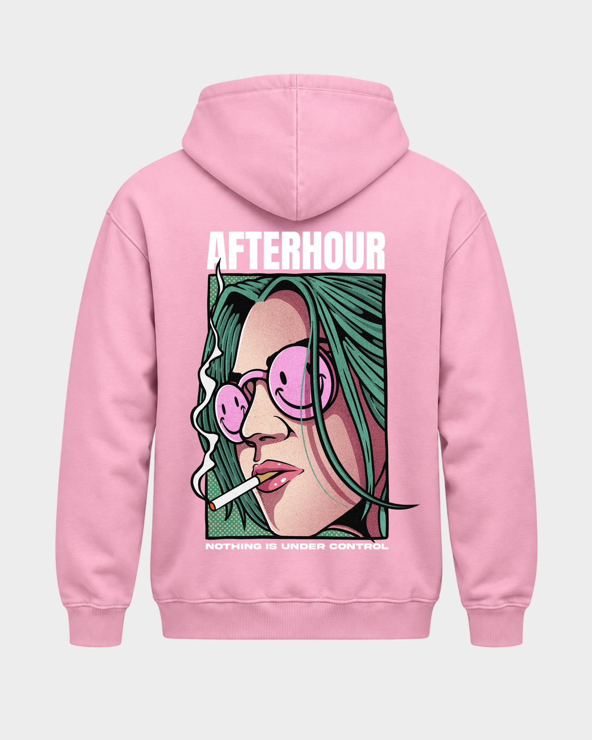Afterhour – Basic Hoodie in Baby Pink – Rückansicht
