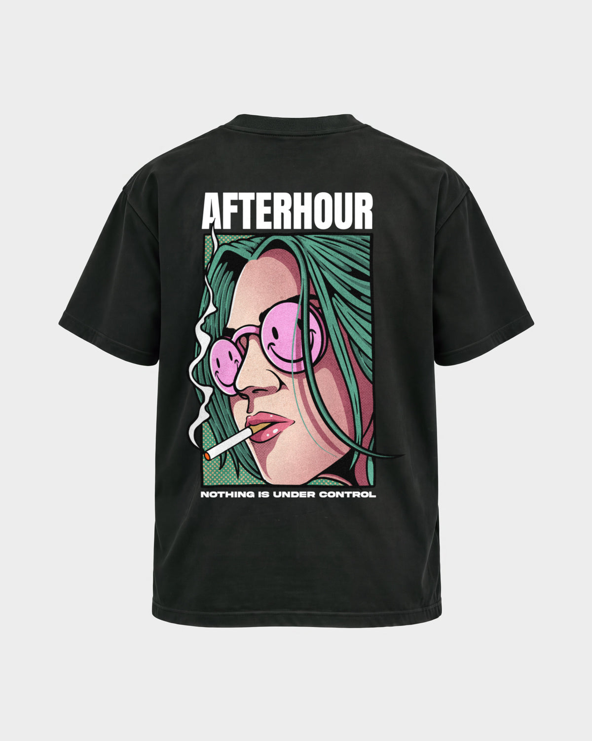 Afterhour – Basic Shirt in Schwarz, Rückenprint – Hard Nights