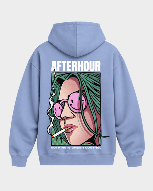 Afterhour – Oversized Hoodie in Powder Blue – Rückansicht