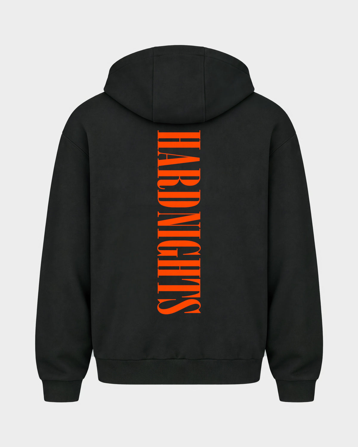 Angel – Oversized Zipper Hoodie in Schwarz, Rückenprint – Hard Nights