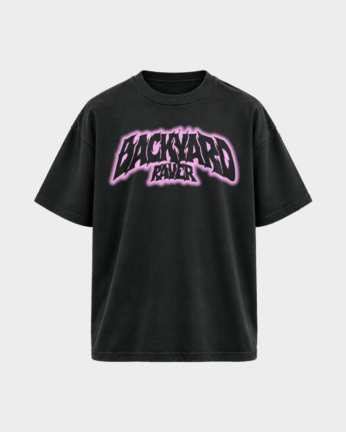 Backyard raver – Oversized Shirt in Schwarz, Frontprint – Hard Nights