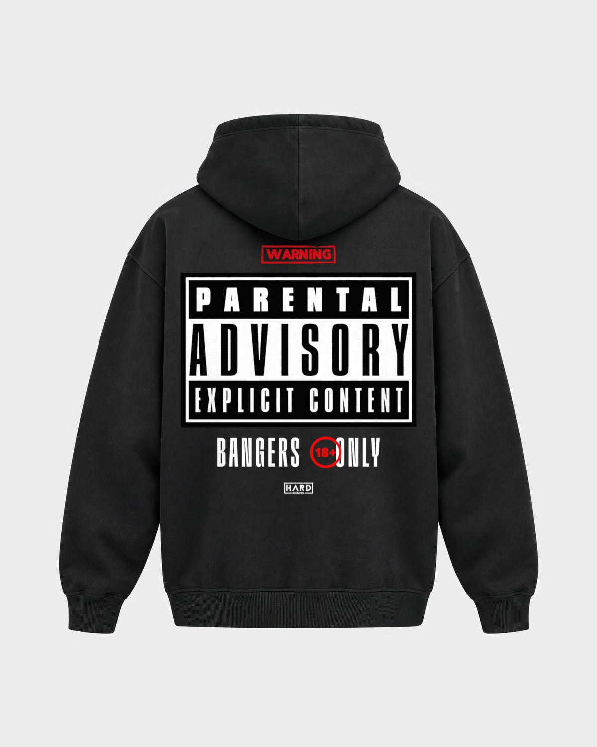 Bangers only – Oversized Hoodie in Schwarz, Rückenprint – Hard Nights