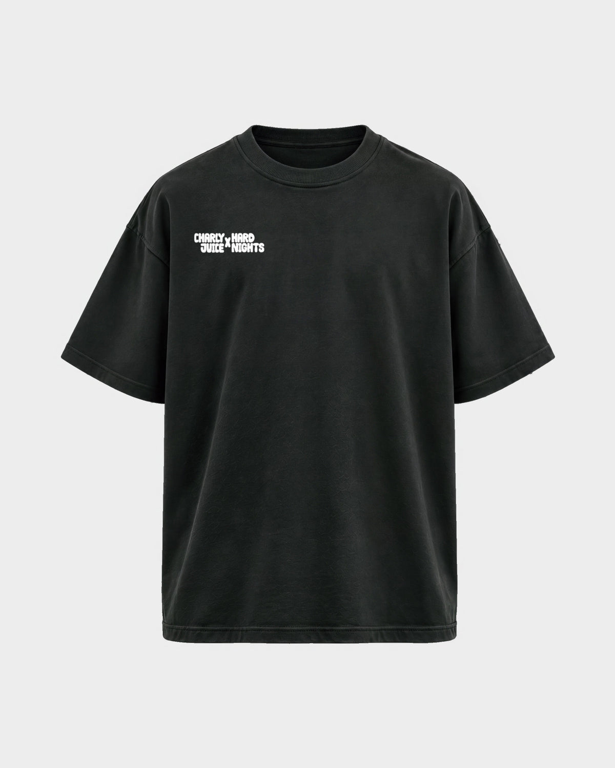 Charly Juice x Hard Nights: Hard but Juicy – Oversized Shirt in Schwarz, Frontprint – Hard Nights