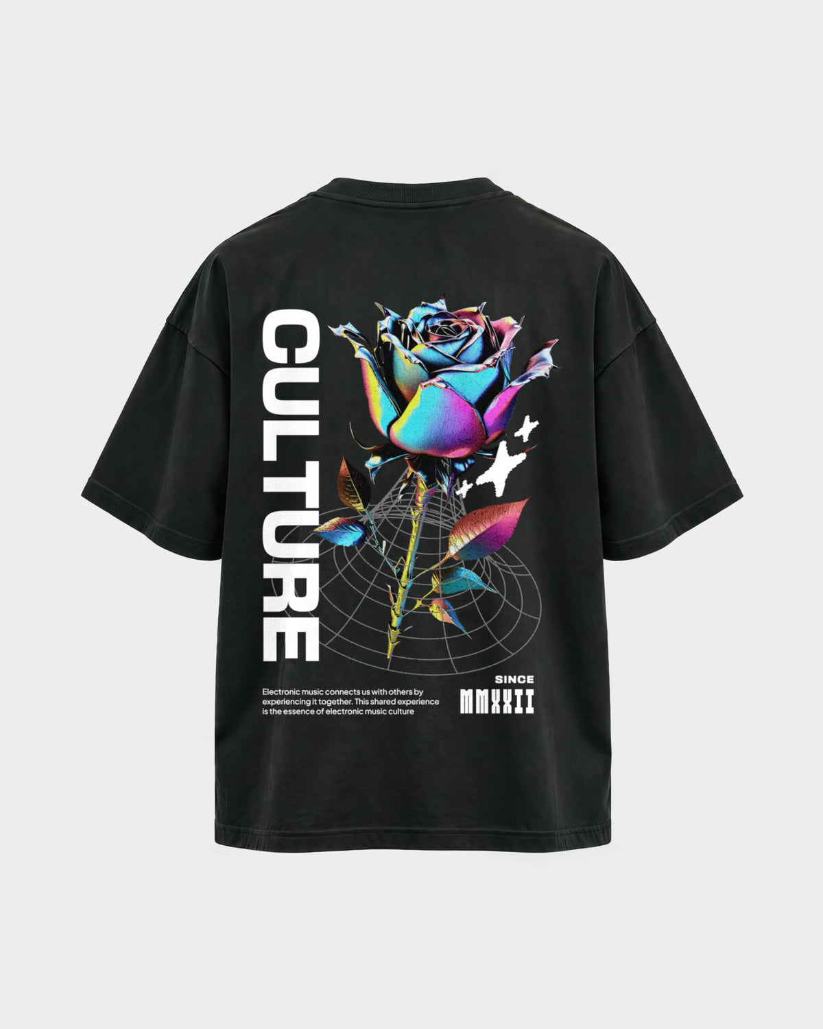 Culture – Oversized Shirt in Schwarz, Rückenprint – Hard Nights