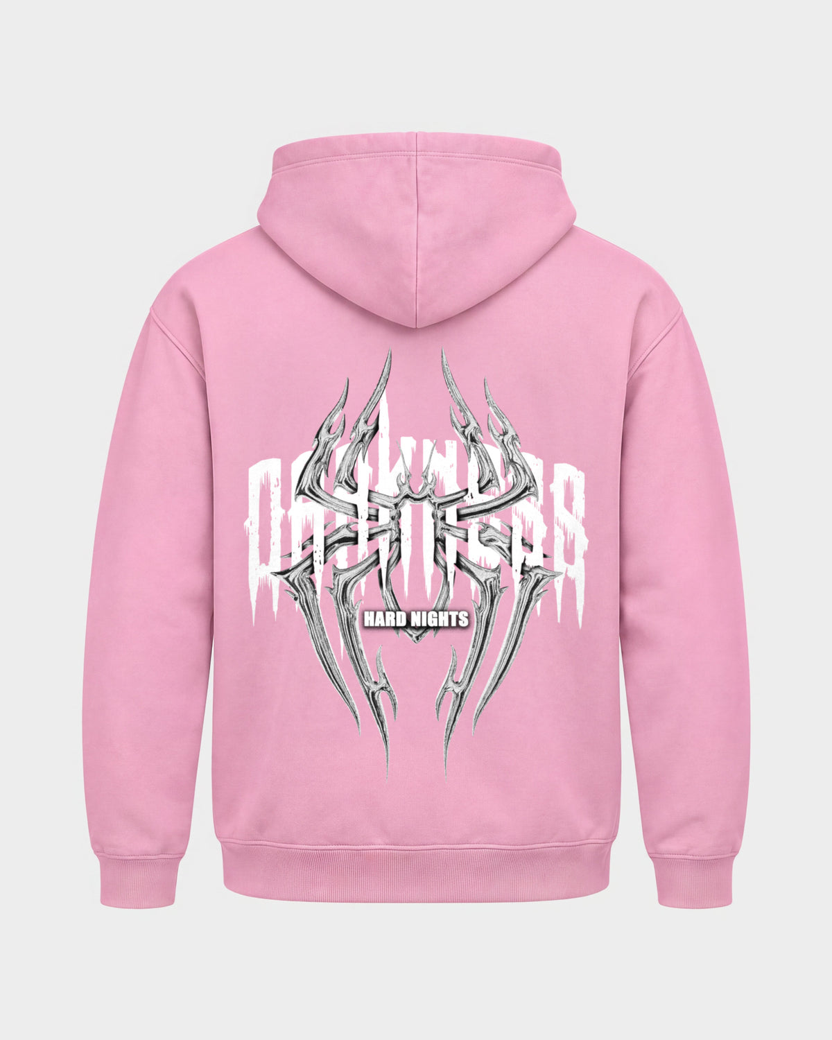 Darkness Spider – Basic Hoodie in Babyrosa, Rückenprint – Hard Nights