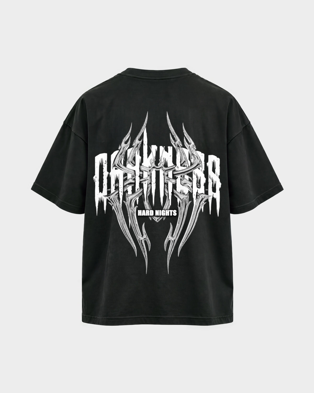 Darkness Spider – Oversized Shirt in Schwarz, Rückenprint – Hard Nights