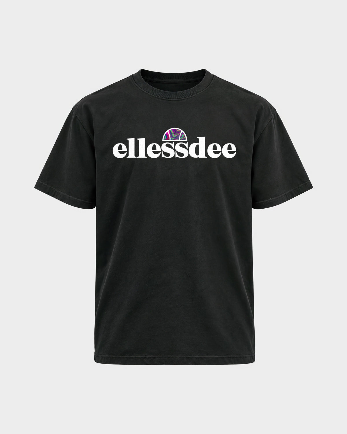 Ellessdee – Basic Shirt in Schwarz, Frontprint – Hard Nights