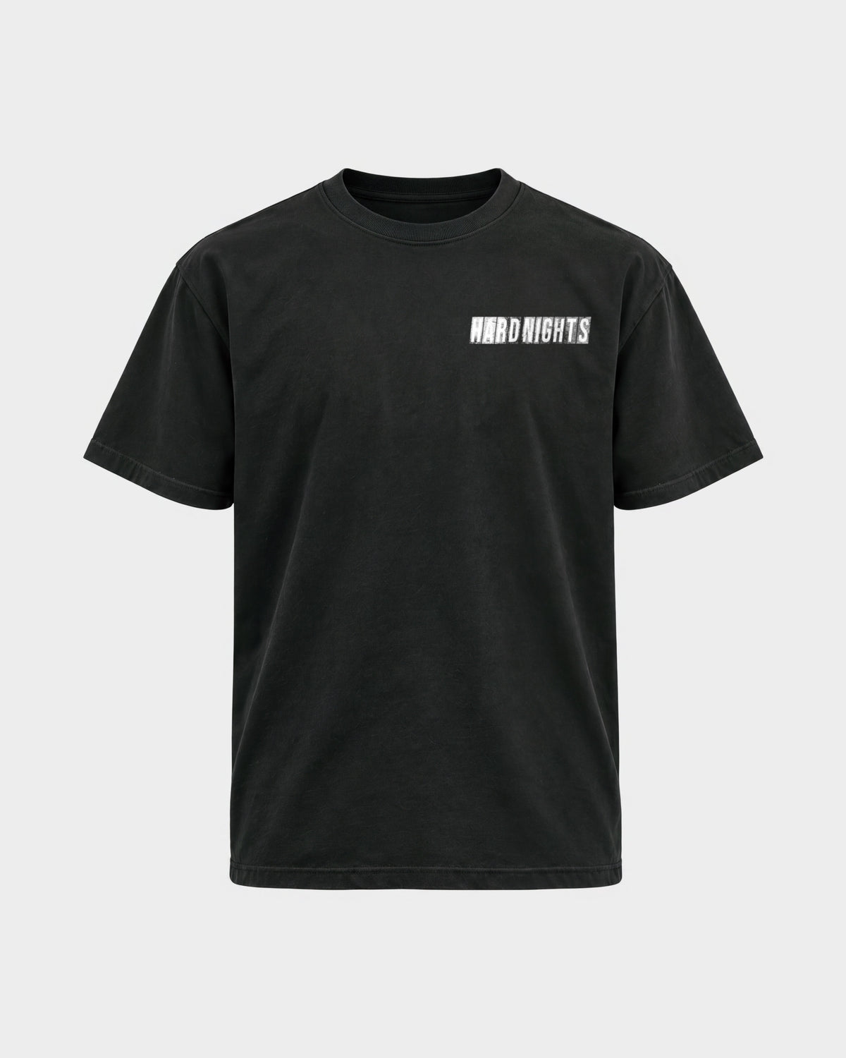 Hard Nights every time – Basic Shirt in Schwarz, Frontprint – Hard Nights