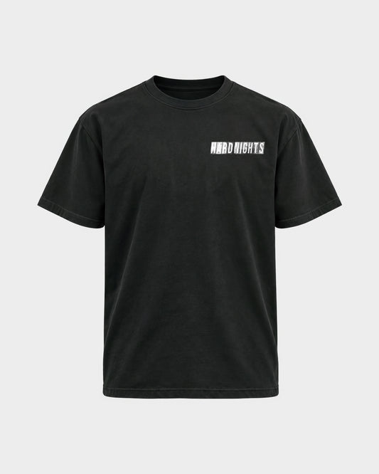 Hard Nights every time – Basic Shirt in Schwarz, Frontprint – Hard Nights