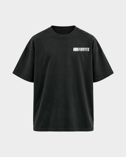 Hard Nights every time – Oversized Shirt in Schwarz, Frontprint – Hard Nights