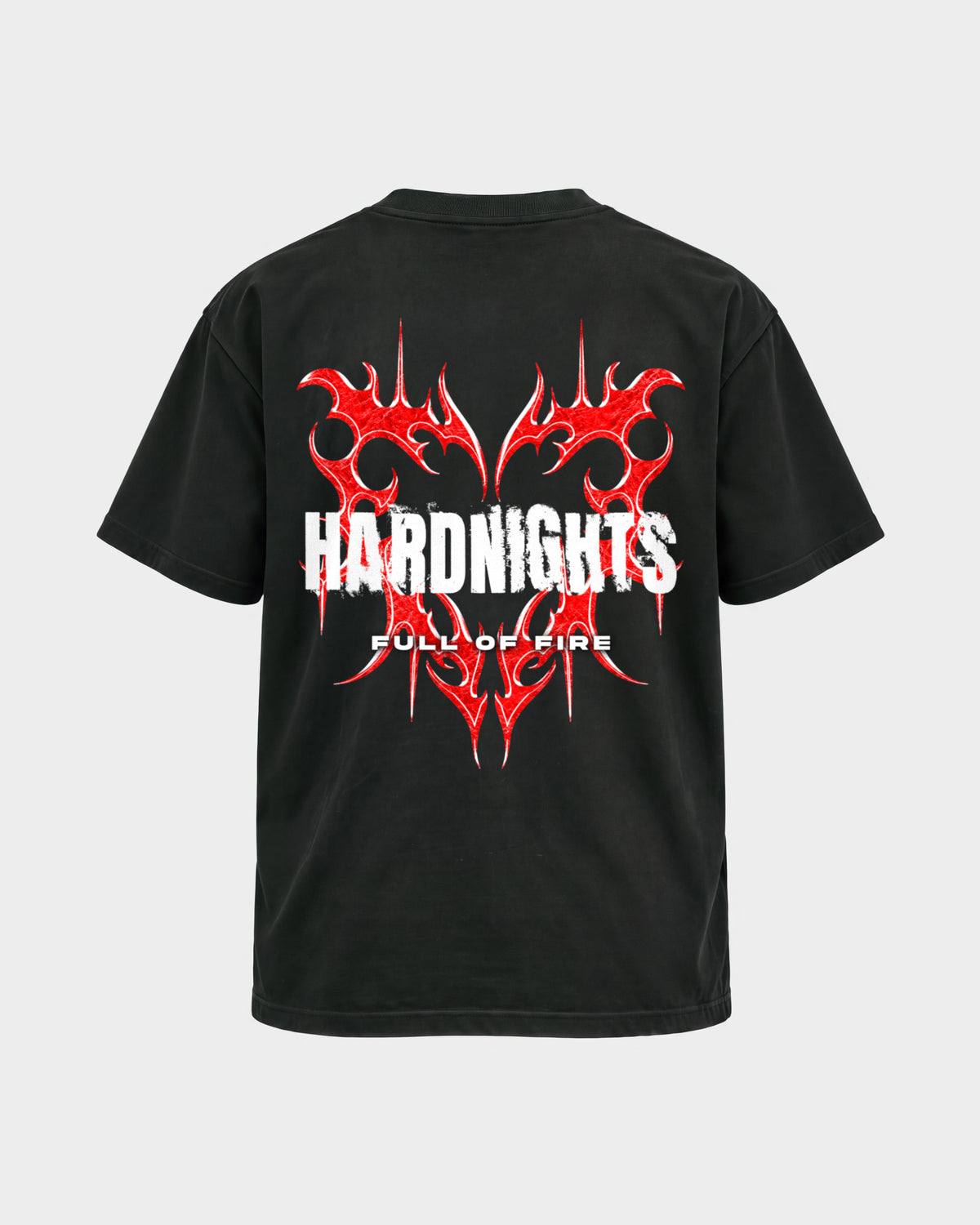 Full of fire – Basic Shirt in Schwarz, Rückenprint – Hard Nights