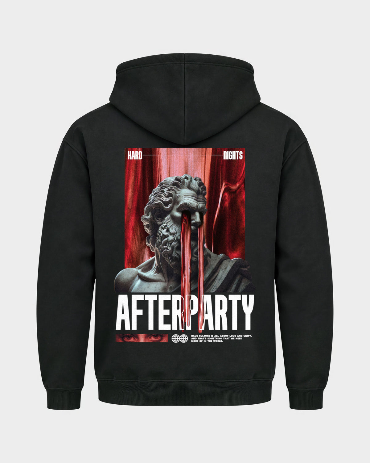 Greek Afterparty – Basic Hoodie in Schwarz, Rückenprint – Hard Nights