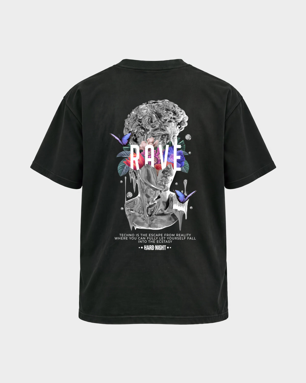 Greek Rave – Basic Shirt in Schwarz, Rückenprint – Hard Nights