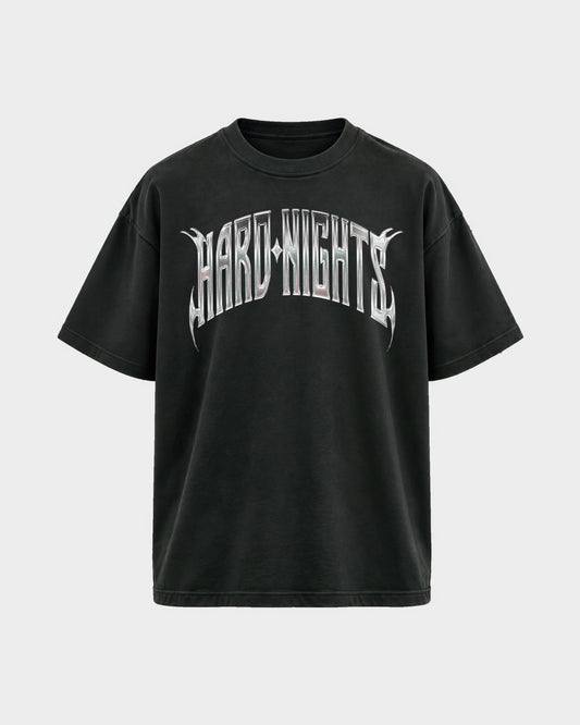 Hard Dog – Oversized Shirt in Schwarz, Frontprint – Hard Nights