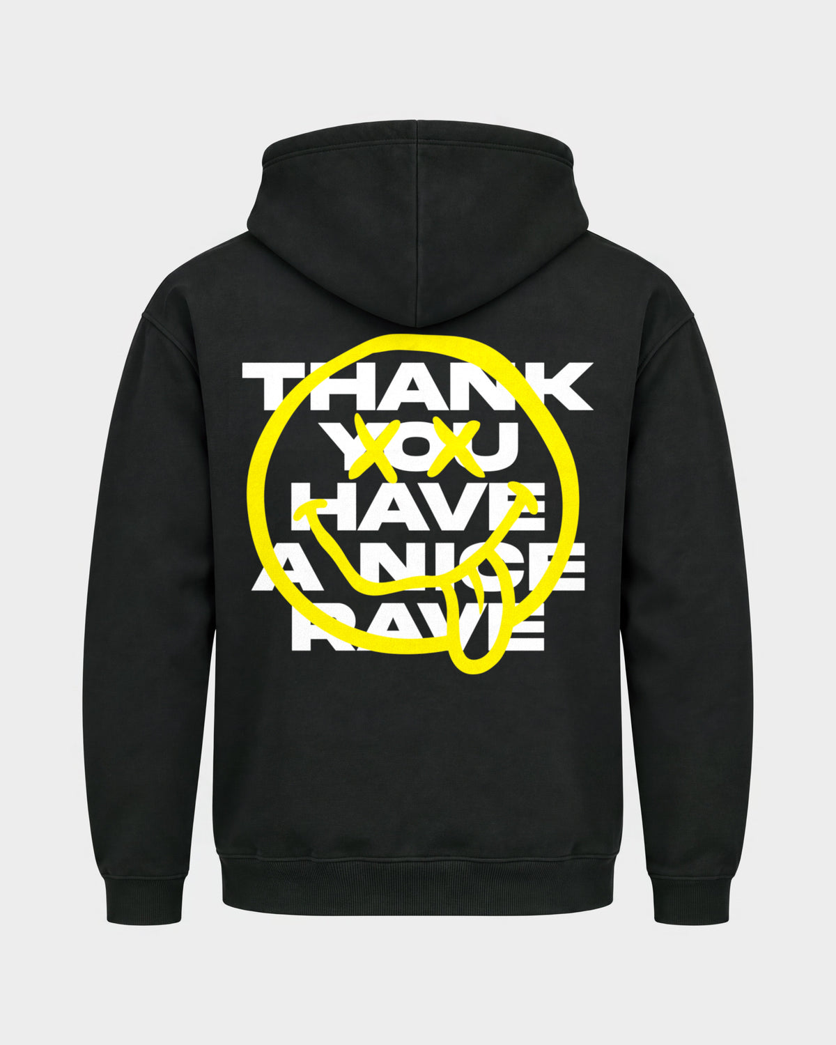 Have a nice rave – Basic Hoodie in Schwarz, Rückenprint – Hard Nights