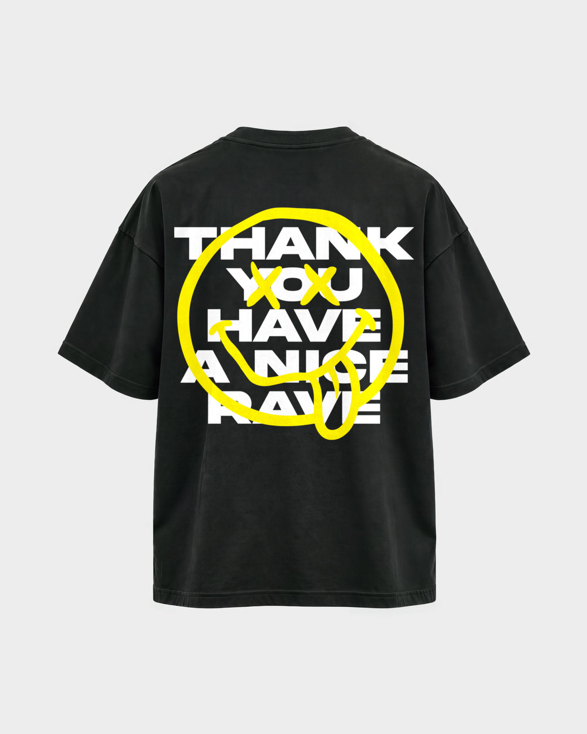 Have a nice rave – Oversized Shirt in Schwarz, Rückenprint – Hard Nights