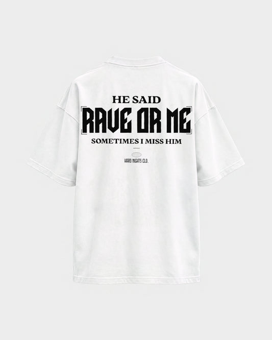 He said – Oversized Shirt in Weiß, Rückenprint – Hard Nights