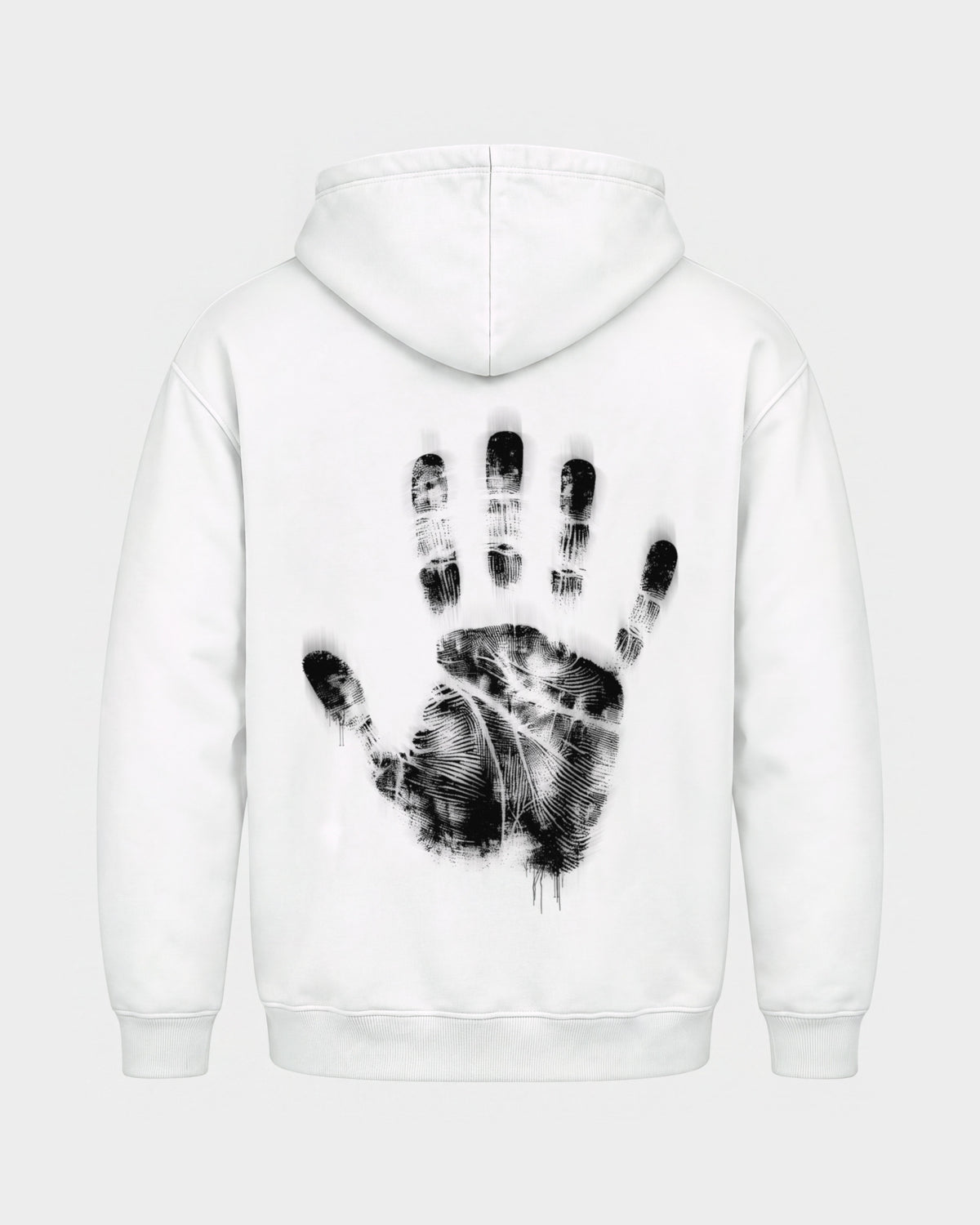 Last night a dj saved my life – Basic Hoodie in Weiß, Rückenprint – Hard Nights
