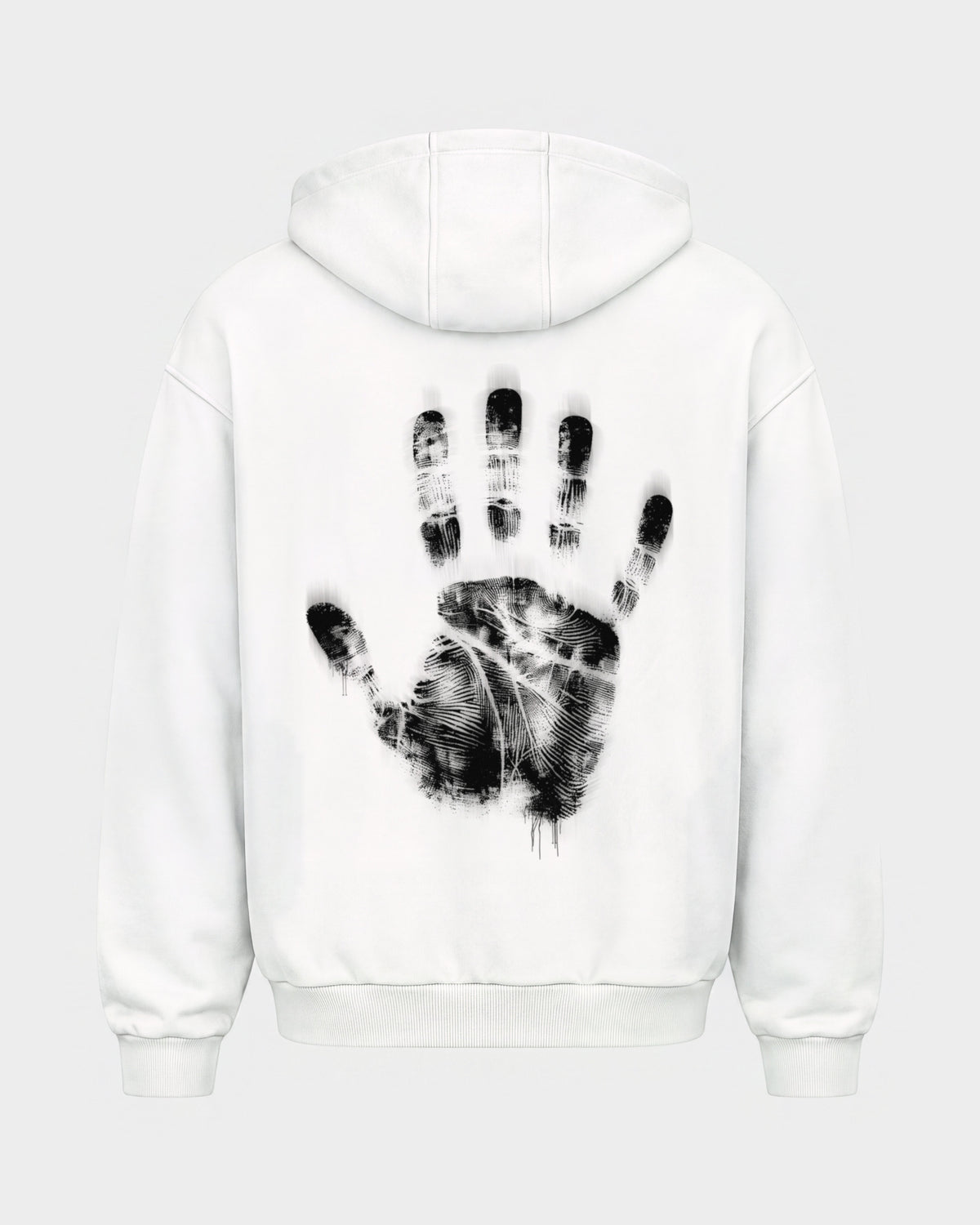 Last night a dj saved my life – Oversized Zipper Hoodie in Weiß, Rückenprint – Hard Nights