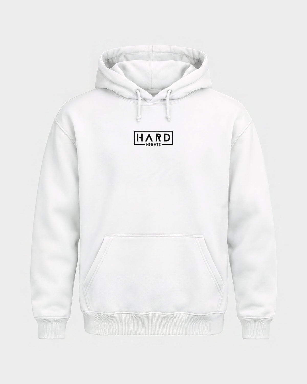 Hard Nights Logo – Basic Hoodie in Weiß, Frontprint – Hard Nights