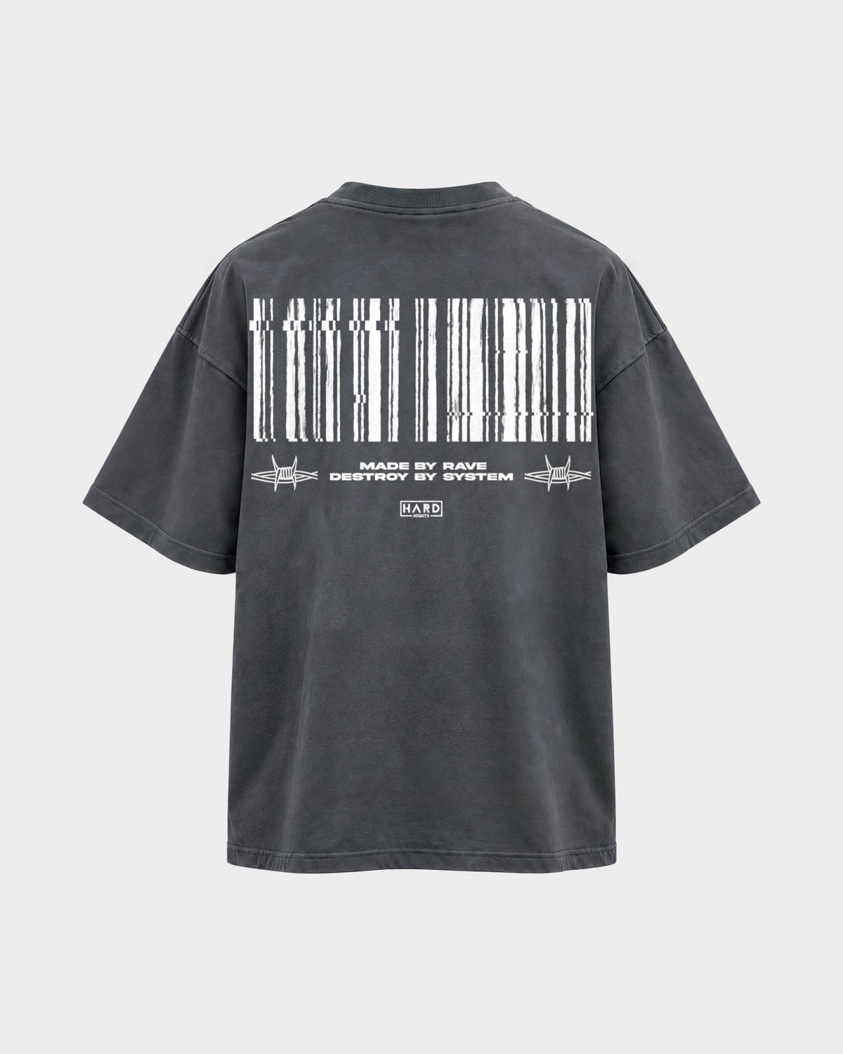 Made by rave – Oversized Shirt in Anthrazit, Rückenprint – Hard Nights