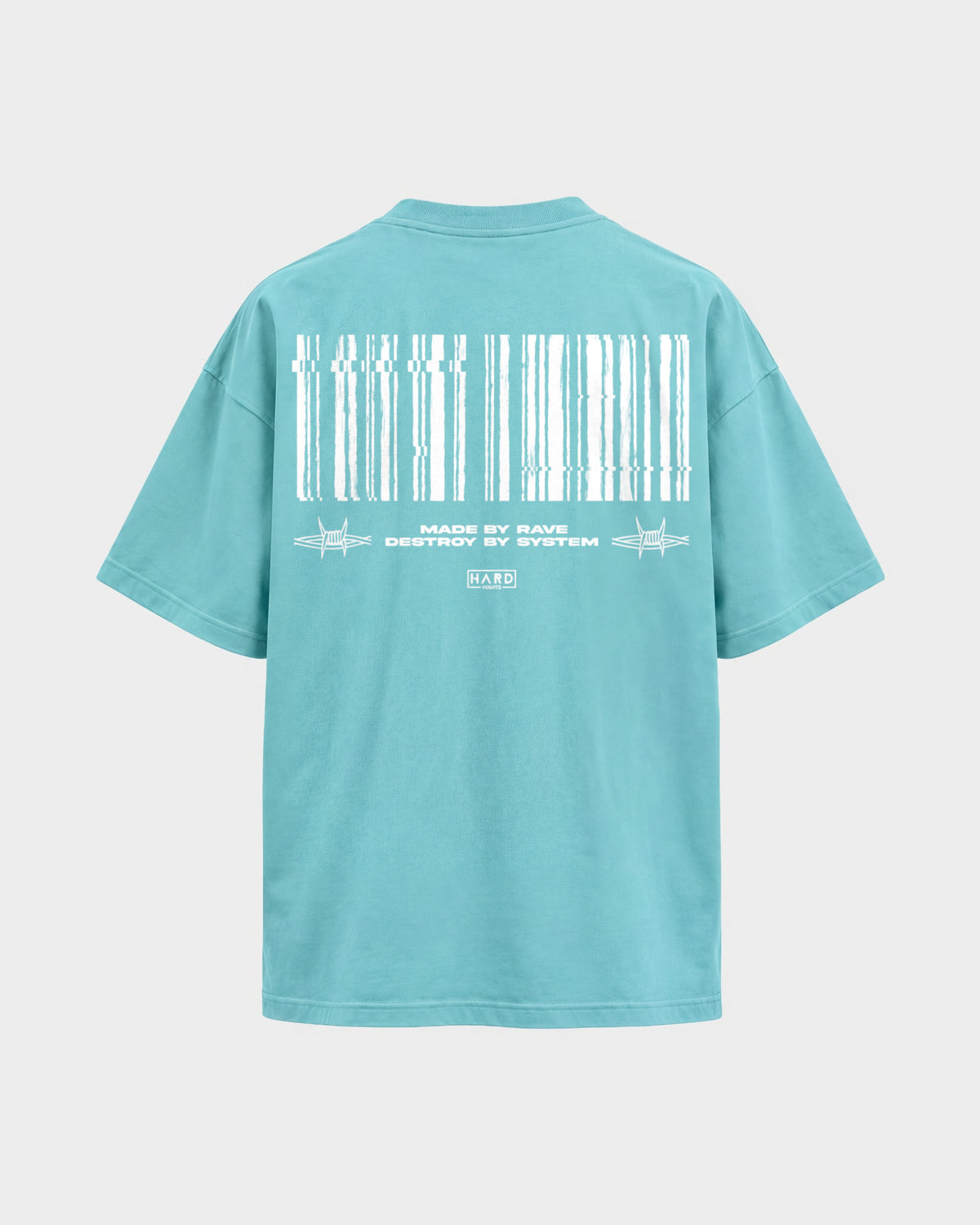 Made by rave – Oversized Shirt in Berylblau, Rückenprint – Hard Nights