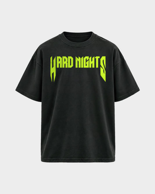 Masked Raver – Oversized Shirt in Schwarz, Frontprint – Hard Nights