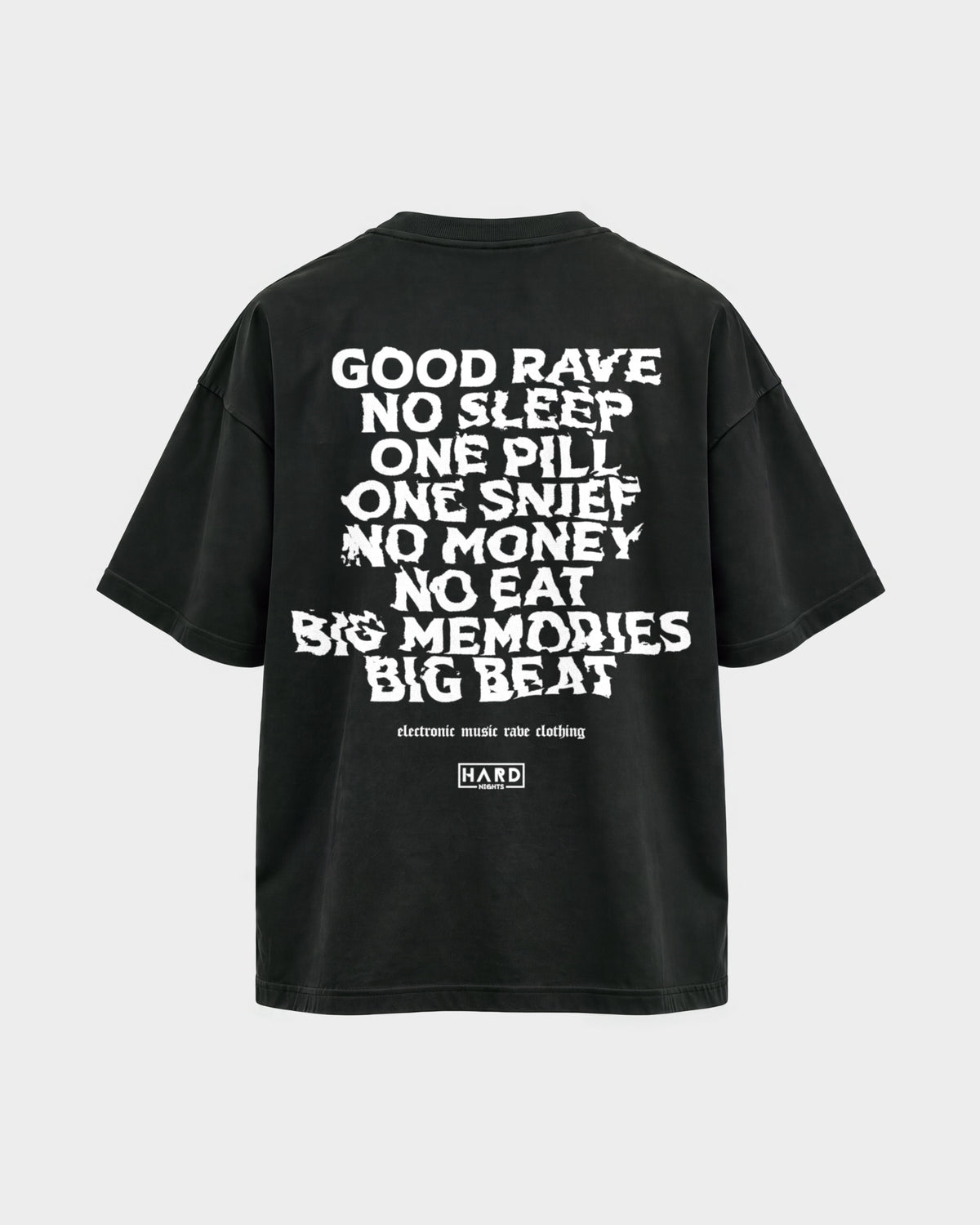 Memories – Oversized Shirt in Schwarz, Rückenprint – Hard Nights