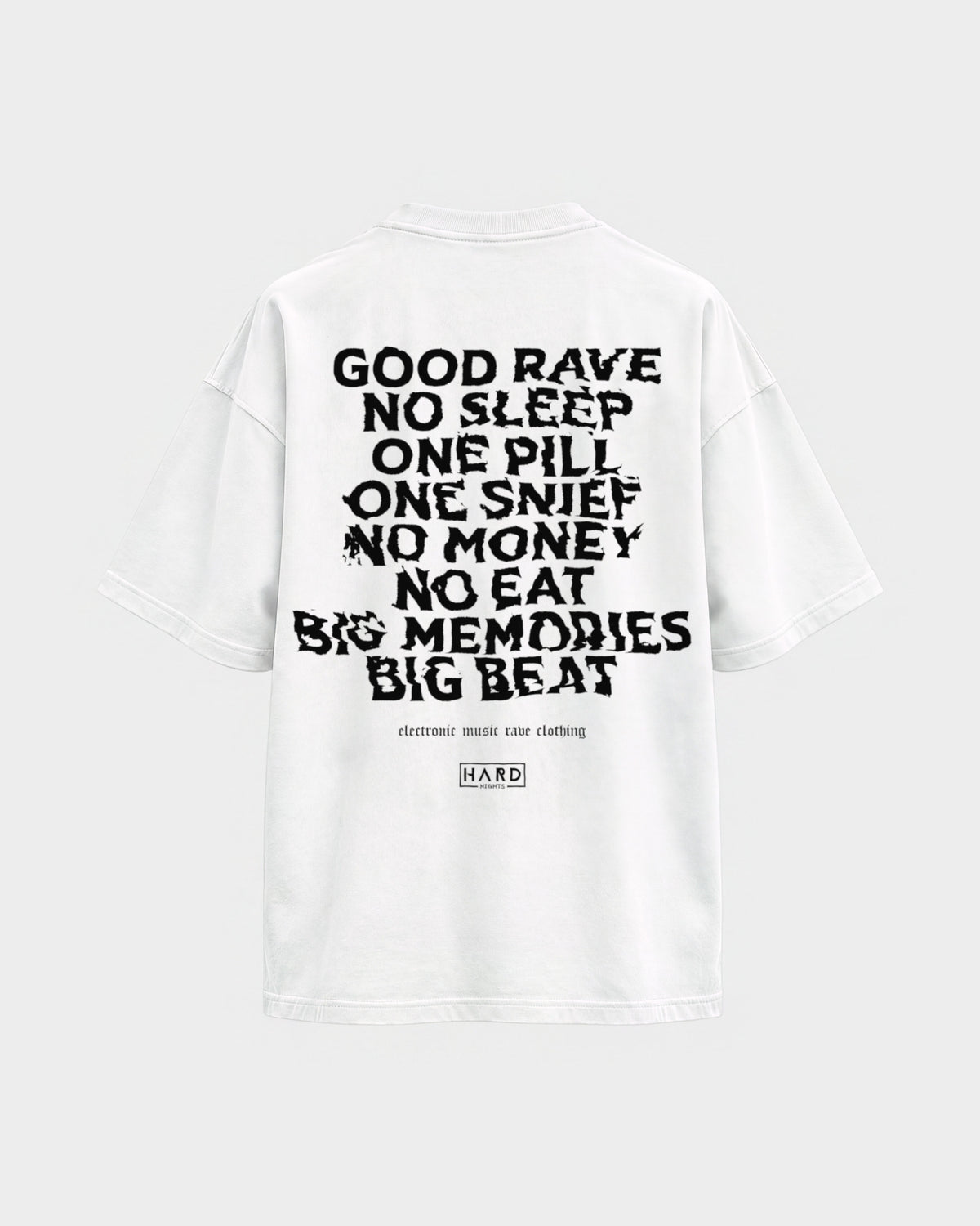 Memories – Oversized Shirt in Weiß, Rückenprint – Hard Nights