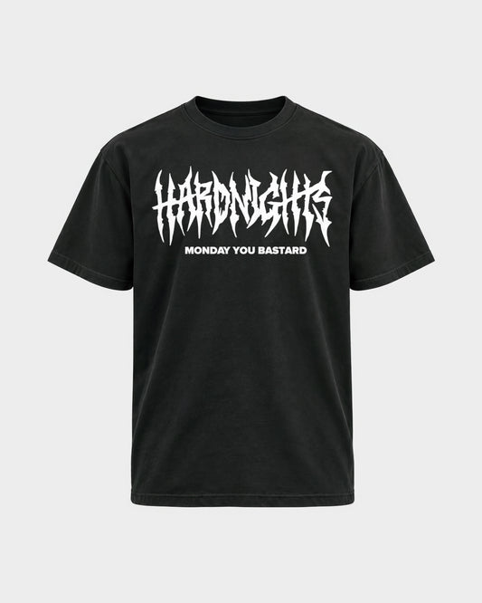 Monday you bastard – Basic Shirt in Schwarz, Frontprint – Hard Nights