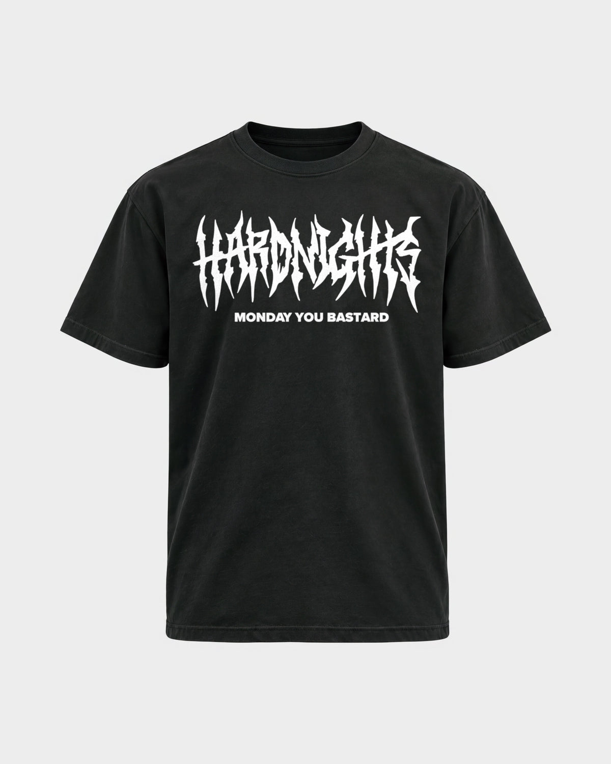 Monday you bastard – Basic Shirt in Schwarz, Frontprint – Hard Nights