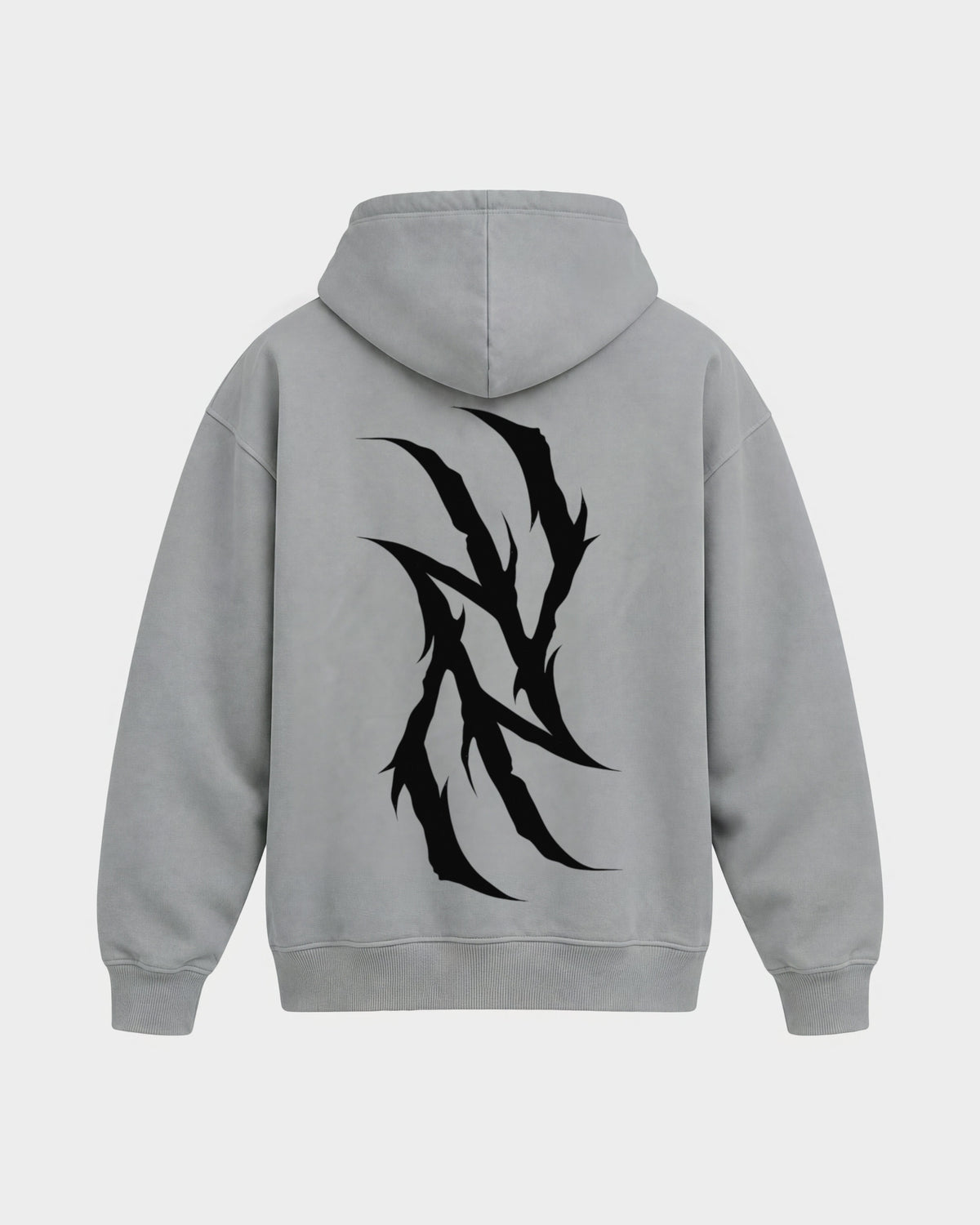 Monday you bastard – Oversized Hoodie in Hellgrau, Rückenprint – Hard Nights