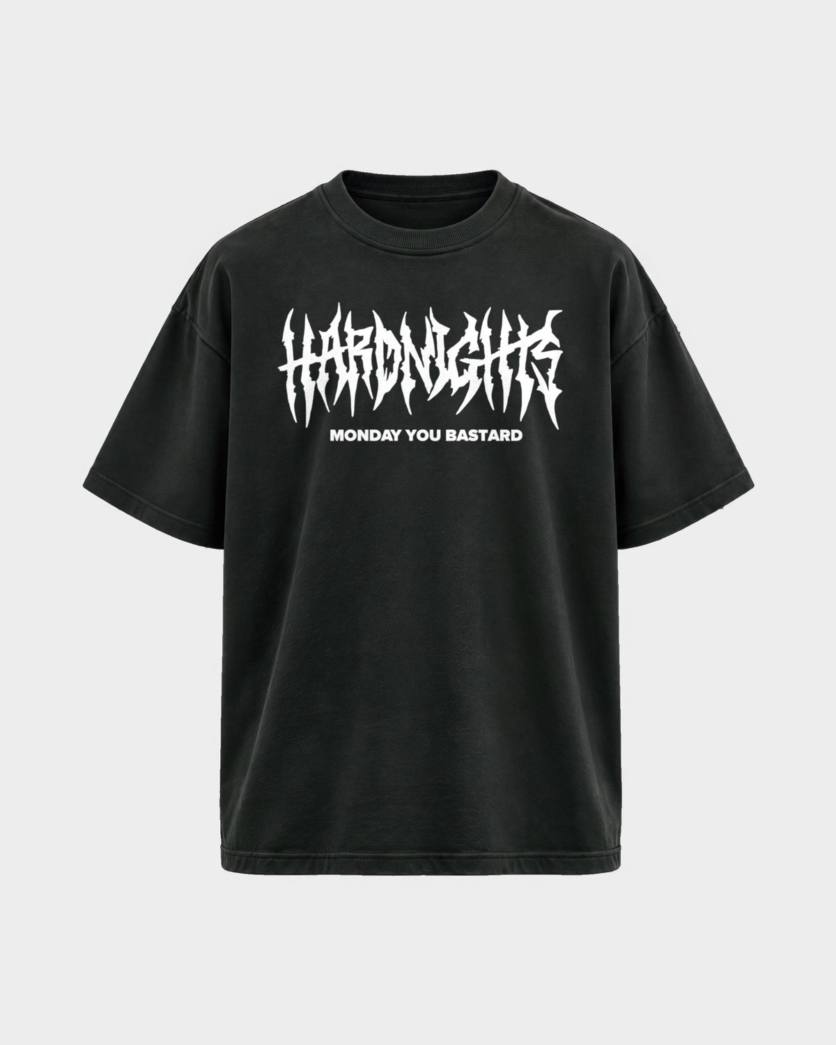 Monday you bastard – Oversized Shirt in Schwarz, Frontprint – Hard Nights